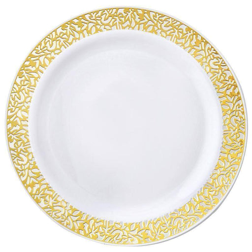 10 pcs 10" Round Dessert Plates with Lace Trim - Disposable Tableware PLST_PLA0021_WHTG