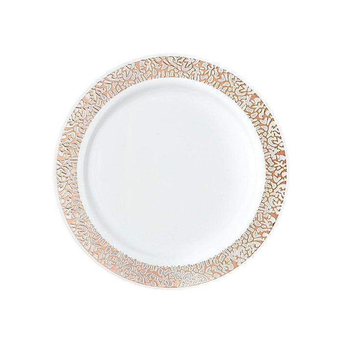 10 pcs 10" Round Dessert Plates with Lace Trim - Disposable Tableware PLST_PLA0021_WHTR