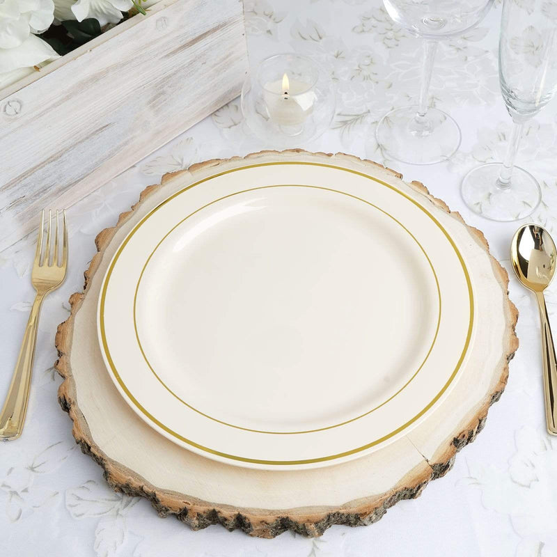 10 pcs 10" Round Dessert Plates with Trim - Disposable Tableware