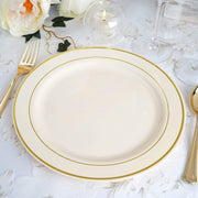 10 pcs 10" Round Dessert Plates with Trim - Disposable Tableware