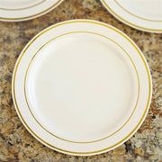 10 pcs 10" Round Dessert Plates with Trim - Disposable Tableware
