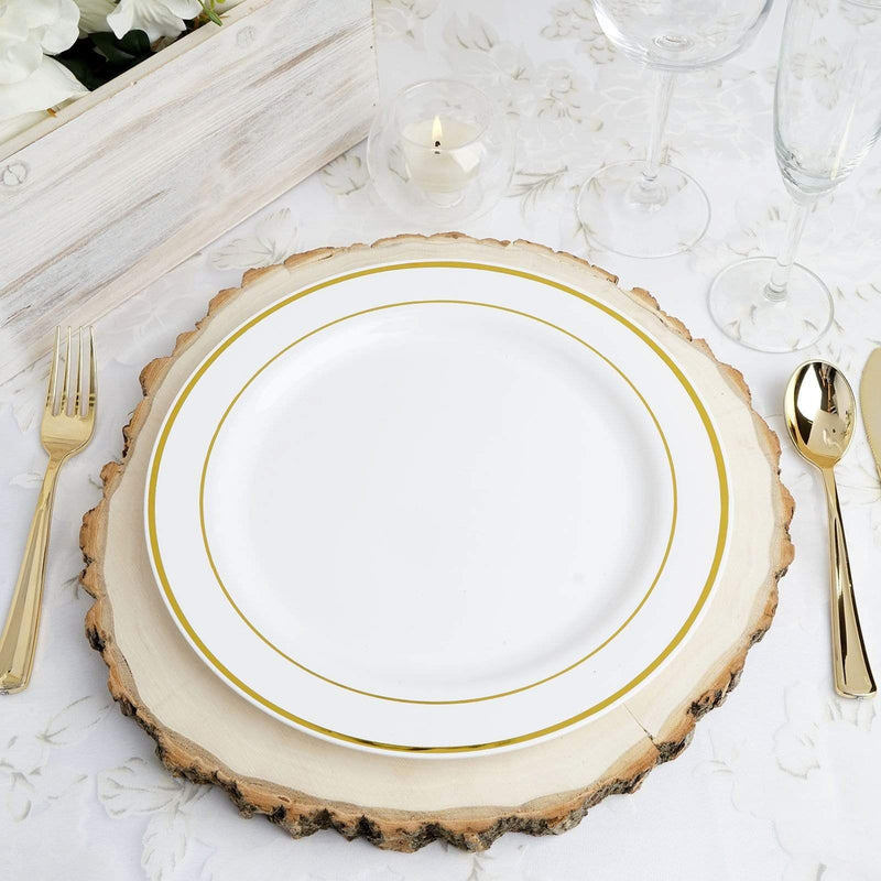 10 pcs 10" Round Dessert Plates with Trim - Disposable Tableware
