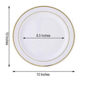 10 pcs 10" Round Dessert Plates with Trim - Disposable Tableware