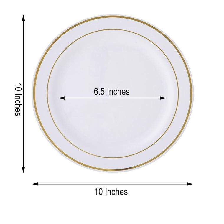 10 pcs 10" Round Dessert Plates with Trim - Disposable Tableware