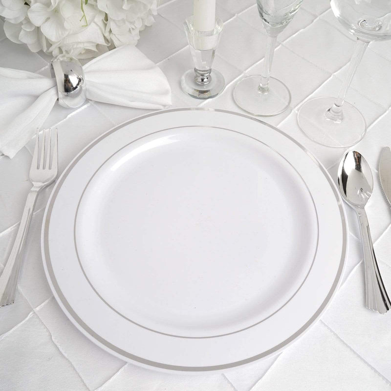 10 pcs 10" Round Dessert Plates with Trim - Disposable Tableware