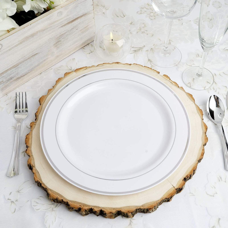 10 pcs 10" Round Dessert Plates with Trim - Disposable Tableware
