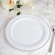 10 pcs 10" Round Dessert Plates with Trim - Disposable Tableware