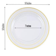 10 pcs 10" Round Dessert Plates with Trim - Disposable Tableware