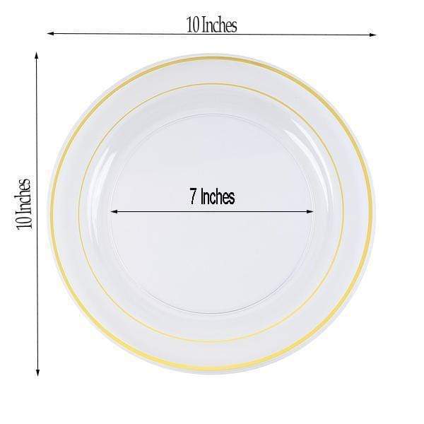 10 pcs 10" Round Dessert Plates with Trim - Disposable Tableware