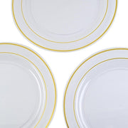10 pcs 10" Round Dessert Plates with Trim - Disposable Tableware