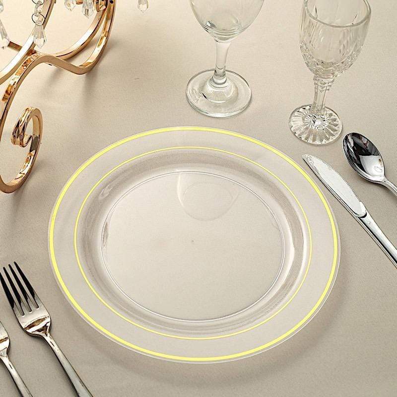 10 pcs 10" Round Dessert Plates with Trim - Disposable Tableware