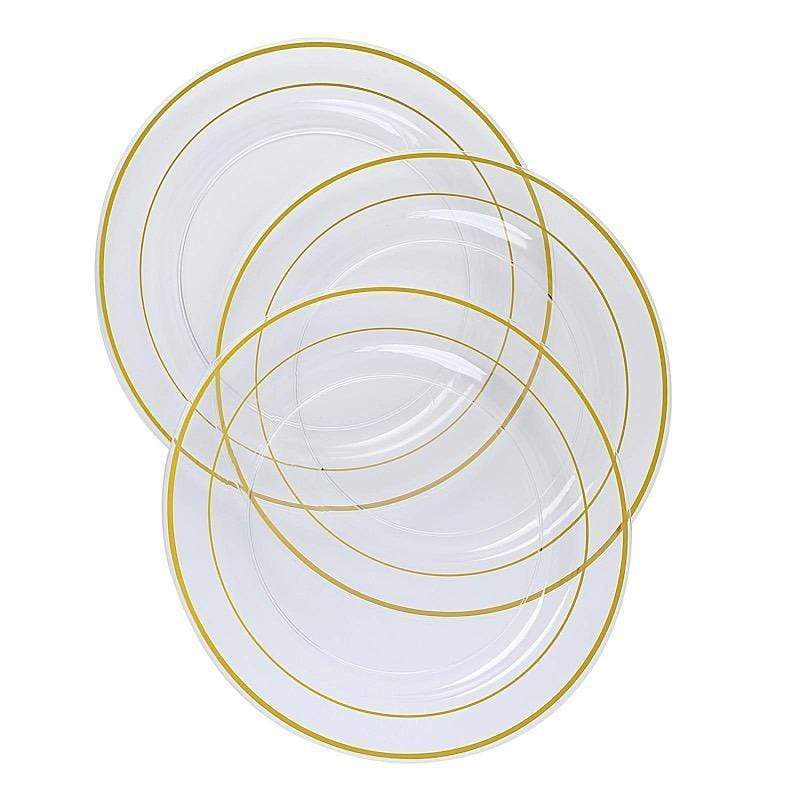 10 pcs 10" Round Dessert Plates with Trim - Disposable Tableware
