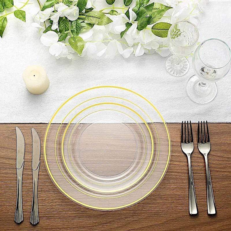 10 pcs 10" Round Dessert Plates with Trim - Disposable Tableware