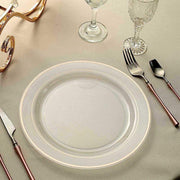10 pcs 10" Round Dessert Plates with Trim - Disposable Tableware