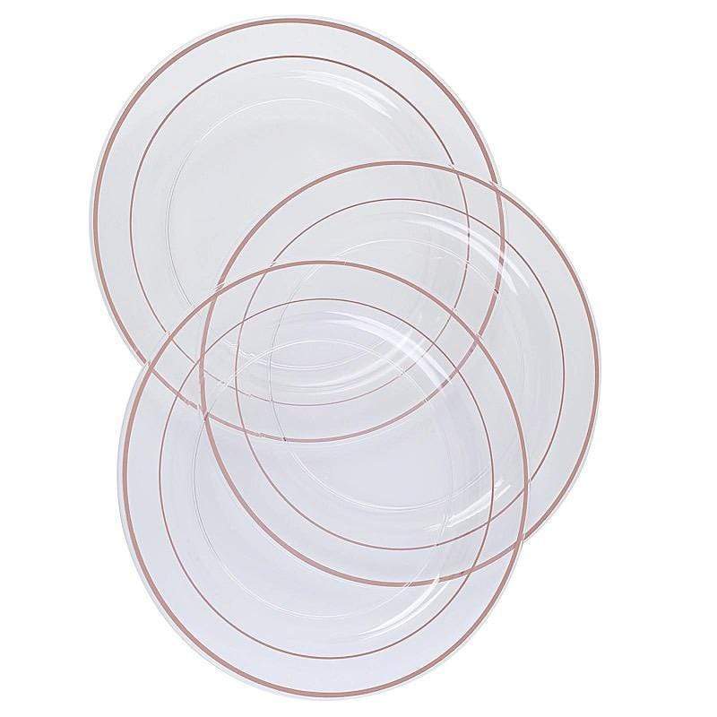 10 pcs 10" Round Dessert Plates with Trim - Disposable Tableware