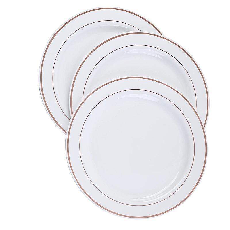 10 pcs 10" Round Dessert Plates with Trim - Disposable Tableware