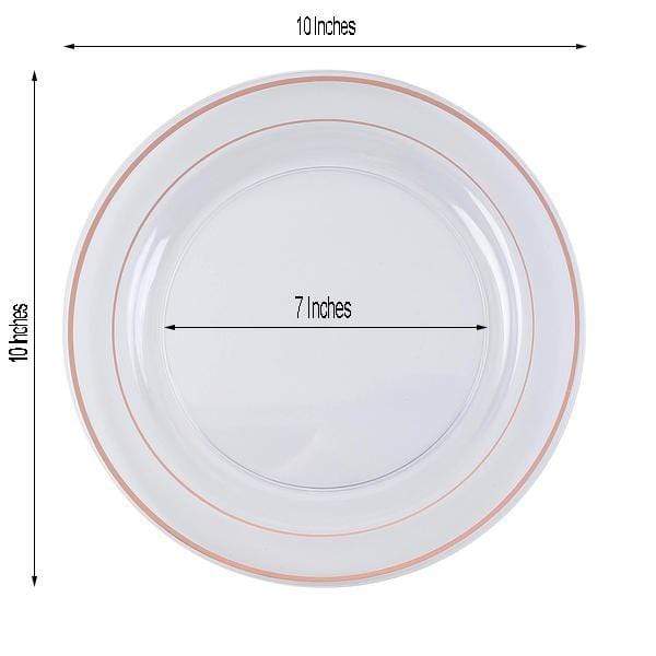 10 pcs 10" Round Dessert Plates with Trim - Disposable Tableware