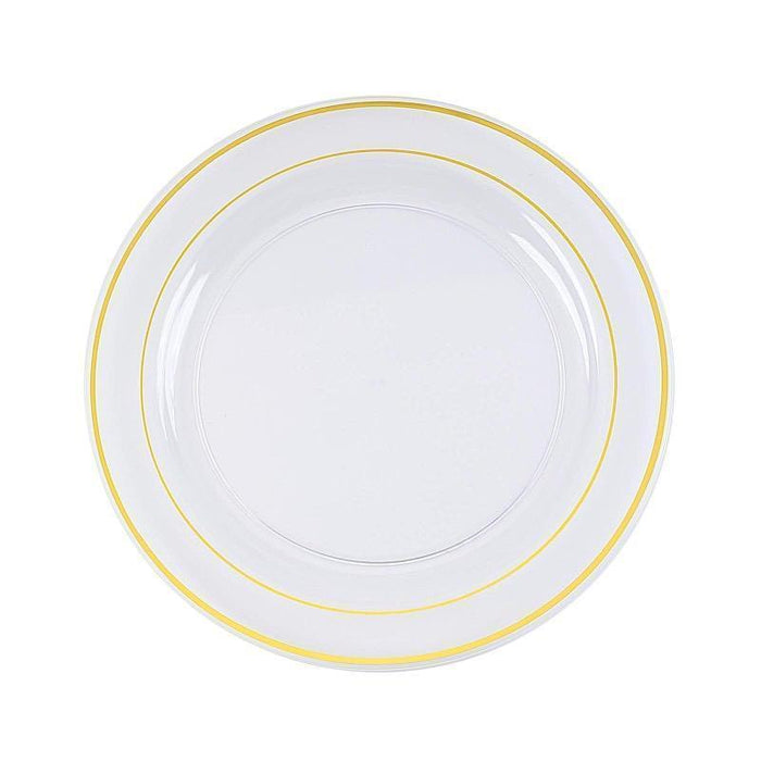 10 pcs 10" Round Dessert Plates with Trim - Disposable Tableware PLST_PLA0025_CLRG