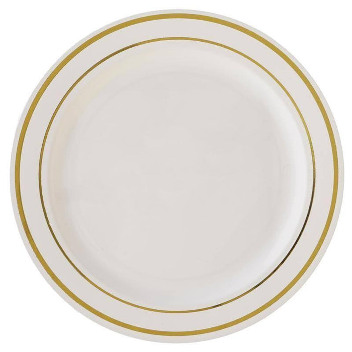 10 pcs 10" Round Dessert Plates with Trim - Disposable Tableware PLST_PLA0025_IVRG