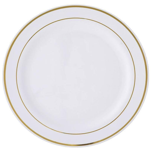 10 pcs 10" Round Dessert Plates with Trim - Disposable Tableware PLST_PLA0025_WHTG