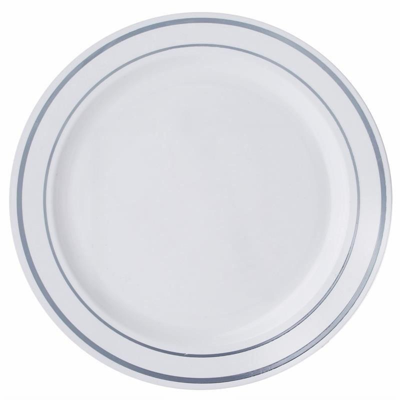 10 pcs 10" Round Dessert Plates with Trim - Disposable Tableware PLST_PLA0025_WHTS