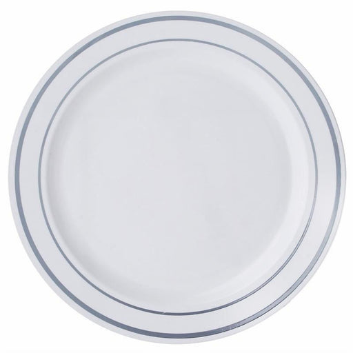 10 pcs 10" Round Dessert Plates with Trim - Disposable Tableware PLST_PLA0025_WHTS