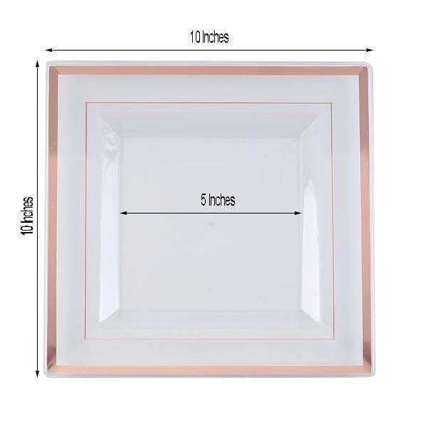 10 pcs 10" Square Plastic Salad Luncheon Plates with Rim - Disposable Tableware
