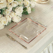 10 pcs 10" Square Plastic Salad Luncheon Plates with Rim - Disposable Tableware