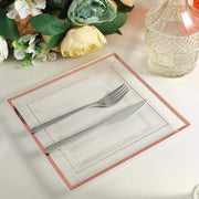 10 pcs 10" Square Plastic Salad Luncheon Plates with Rim - Disposable Tableware
