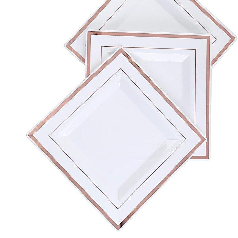 10 pcs 10" Square Plastic Salad Luncheon Plates with Rim - Disposable Tableware