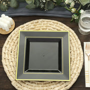 10 pcs 10" Square Plastic Salad Luncheon Plates with Rim - Disposable Tableware