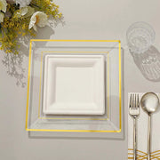 10 pcs 10" Square Plastic Salad Luncheon Plates with Rim - Disposable Tableware