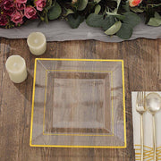 10 pcs 10" Square Plastic Salad Luncheon Plates with Rim - Disposable Tableware