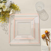 10 pcs 10" Square Plastic Salad Luncheon Plates with Rim - Disposable Tableware