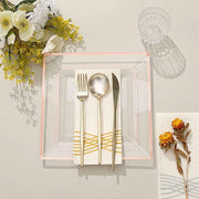 10 pcs 10" Square Plastic Salad Luncheon Plates with Rim - Disposable Tableware