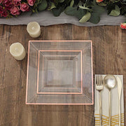 10 pcs 10" Square Plastic Salad Luncheon Plates with Rim - Disposable Tableware