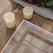 10 pcs 10" Square Plastic Salad Luncheon Plates with Rim - Disposable Tableware