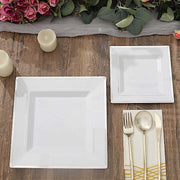 10 pcs 10" Square Plastic Salad Luncheon Plates with Rim - Disposable Tableware