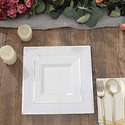 10 pcs 10" Square Plastic Salad Luncheon Plates with Rim - Disposable Tableware