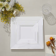 10 pcs 10" Square Plastic Salad Luncheon Plates with Rim - Disposable Tableware