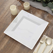10 pcs 10" Square Plastic Salad Luncheon Plates with Rim - Disposable Tableware