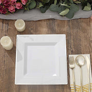 10 pcs 10" Square Plastic Salad Luncheon Plates with Rim - Disposable Tableware
