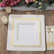 10 pcs 10" Square Plastic Salad Luncheon Plates with Rim - Disposable Tableware