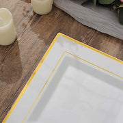 10 pcs 10" Square Plastic Salad Luncheon Plates with Rim - Disposable Tableware