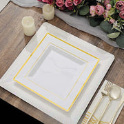 10 pcs 10" Square Plastic Salad Luncheon Plates with Rim - Disposable Tableware