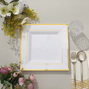 10 pcs 10" Square Plastic Salad Luncheon Plates with Rim - Disposable Tableware