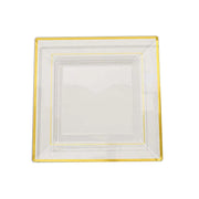 10 pcs 10" Square Plastic Salad Luncheon Plates with Rim - Disposable Tableware PLST_PLA0092_CLRG