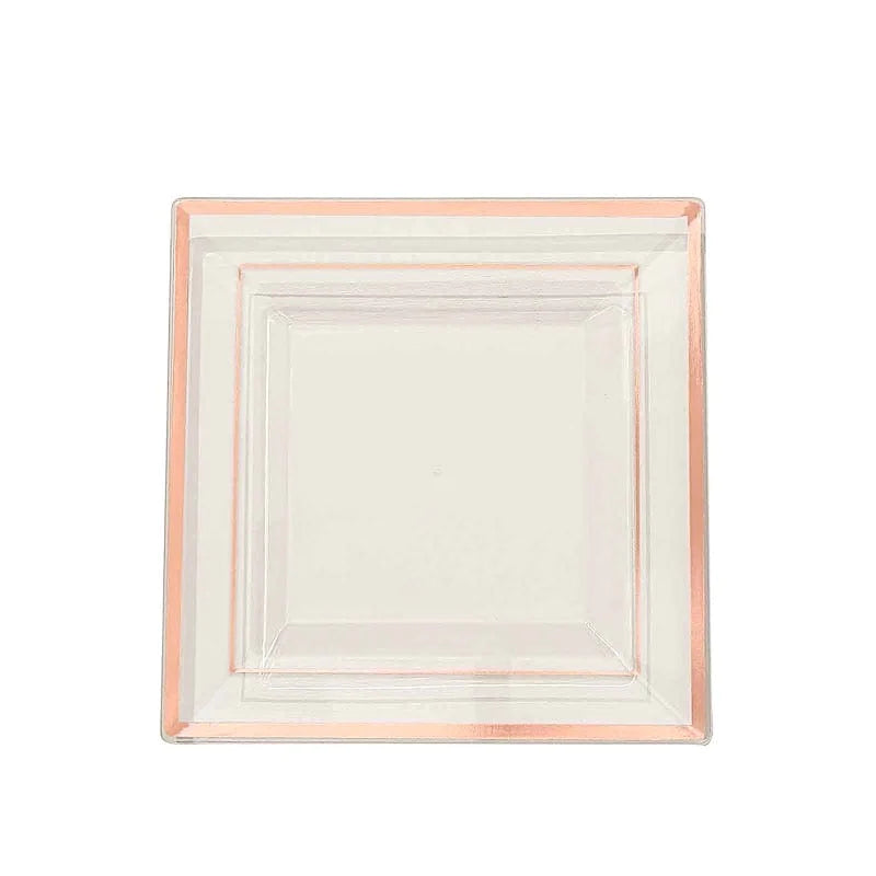 10 pcs 10" Square Plastic Salad Luncheon Plates with Rim - Disposable Tableware PLST_PLA0092_CLRR