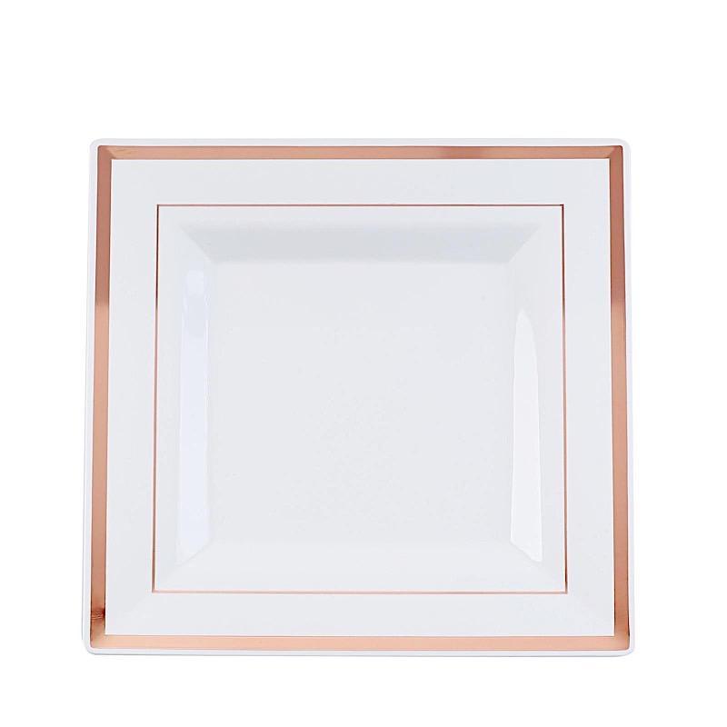 10 pcs 10" Square Plastic Salad Luncheon Plates with Rim - Disposable Tableware PLST_PLA0092_WHTR