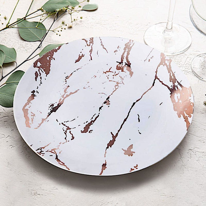 10 pcs 10" wide Marble Round Salad Plates - Disposable Tableware
